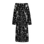Black And White Supernatural Wicca Print Hooded Bathrobe