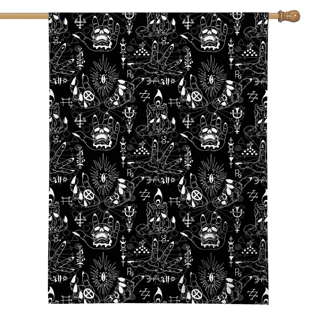 Black And White Supernatural Wicca Print House Flag