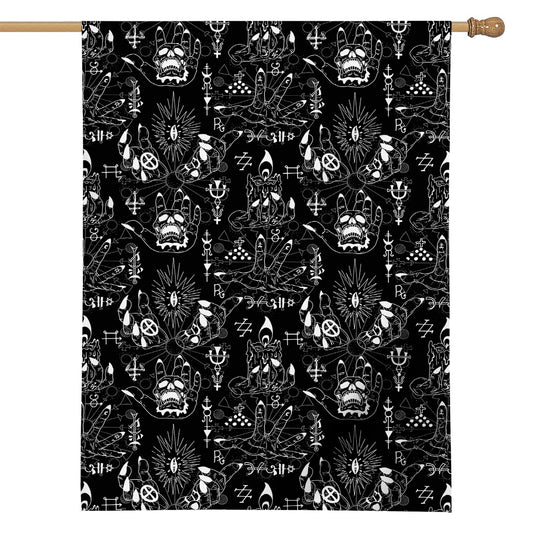 Black And White Supernatural Wicca Print House Flag