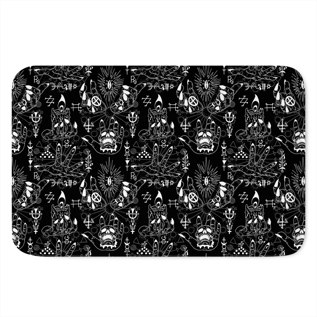 Black And White Supernatural Wicca Print Indoor Door Mat