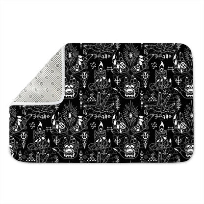 Black And White Supernatural Wicca Print Indoor Door Mat
