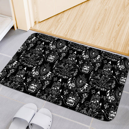 Black And White Supernatural Wicca Print Indoor Door Mat