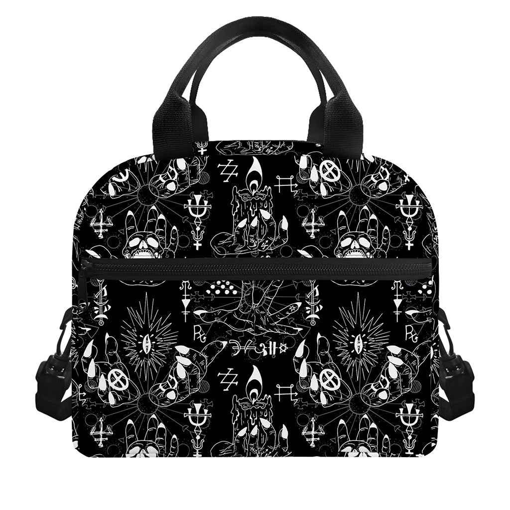 Black And White Supernatural Wicca Print Insulated Lunch Bag
