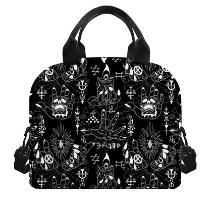 Black And White Supernatural Wicca Print Insulated Lunch Bag
