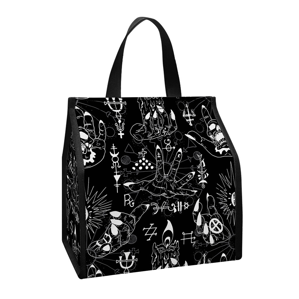 Black And White Supernatural Wicca Print Insulated Lunch Tote