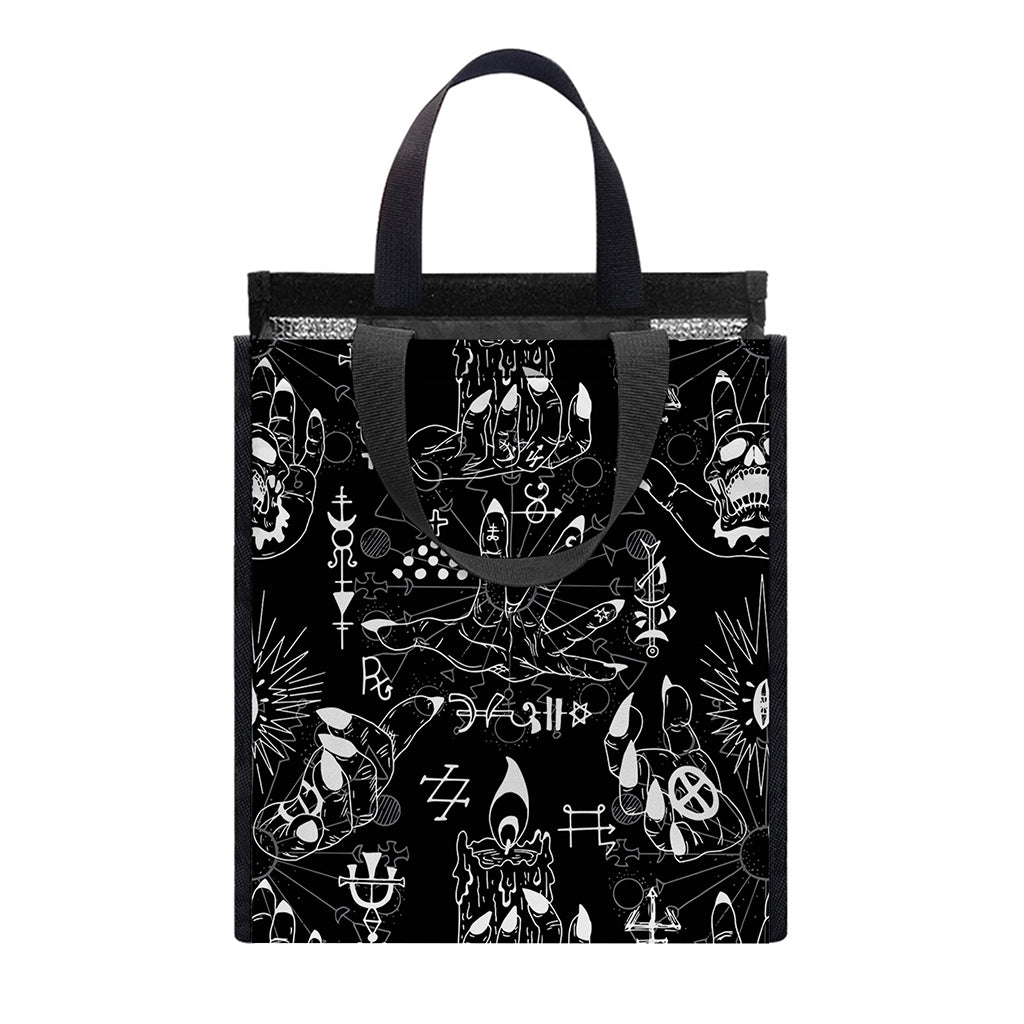 Black And White Supernatural Wicca Print Insulated Lunch Tote