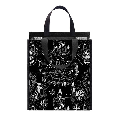 Black And White Supernatural Wicca Print Insulated Lunch Tote