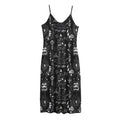 Black And White Supernatural Wicca Print Jersey Midi Cami Dress
