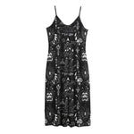 Black And White Supernatural Wicca Print Jersey Midi Cami Dress