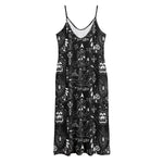 Black And White Supernatural Wicca Print Jersey Midi Cami Dress
