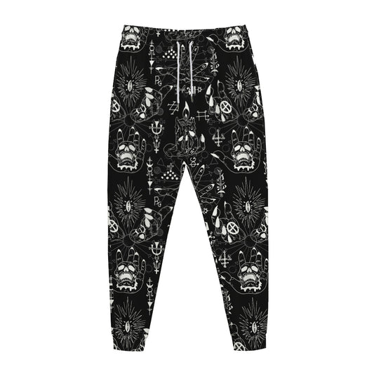 Black And White Supernatural Wicca Print Jogger Pants