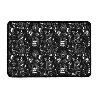 Black And White Supernatural Wicca Print Kitchen Mat