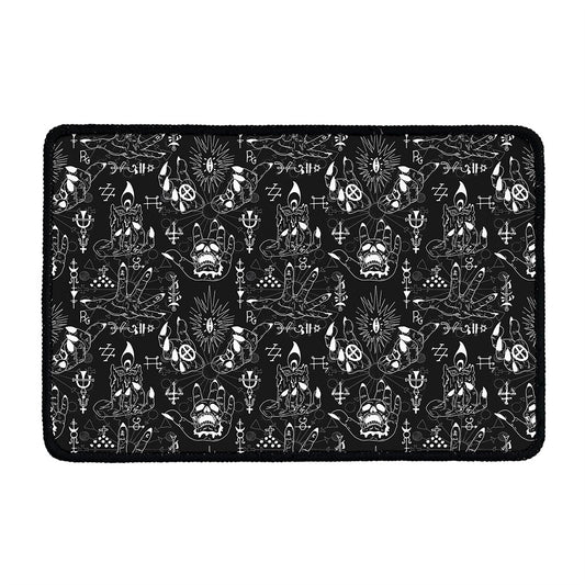 Black And White Supernatural Wicca Print Kitchen Mat
