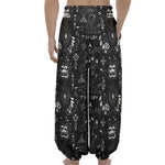 Black And White Supernatural Wicca Print Lantern Pants