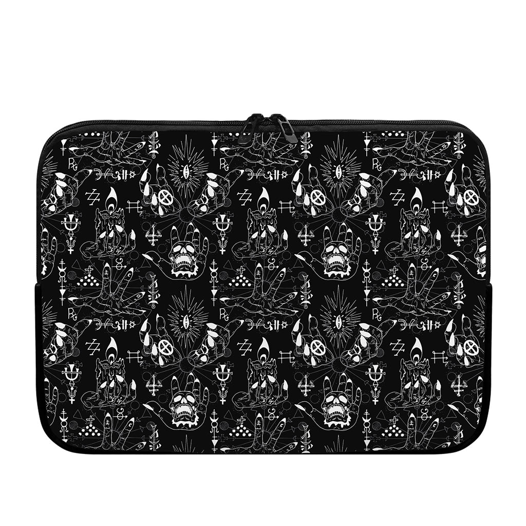 Black And White Supernatural Wicca Print Laptop Sleeve
