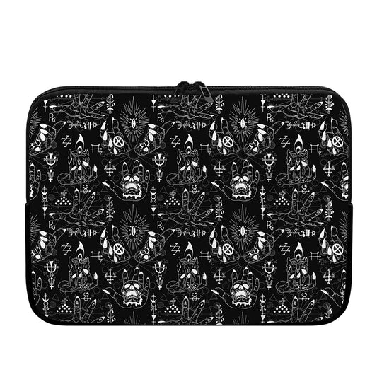 Black And White Supernatural Wicca Print Laptop Sleeve