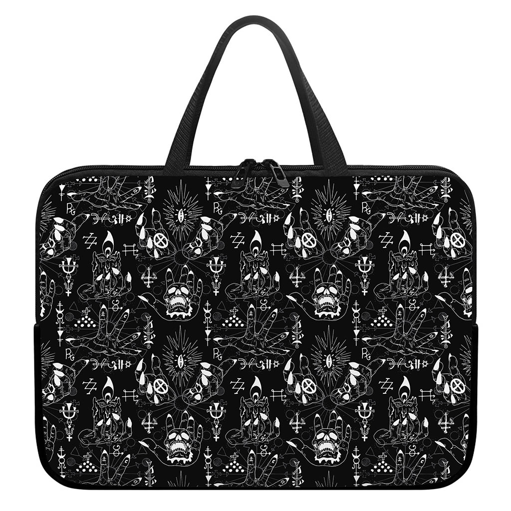 Black And White Supernatural Wicca Print Laptop Sleeve With Handle