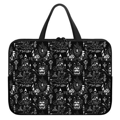 Black And White Supernatural Wicca Print Laptop Sleeve With Handle