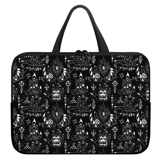 Black And White Supernatural Wicca Print Laptop Sleeve With Handle
