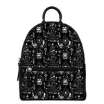 Black And White Supernatural Wicca Print Leather Backpack
