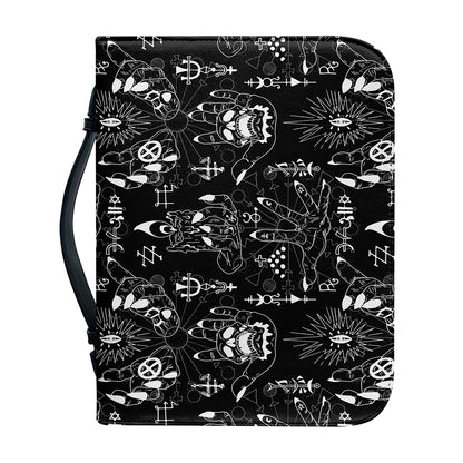 Black And White Supernatural Wicca Print Leather Bible Cover