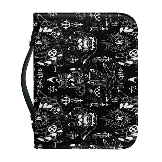 Black And White Supernatural Wicca Print Leather Bible Cover
