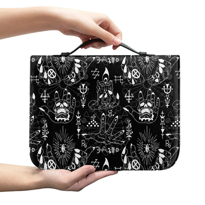 Black And White Supernatural Wicca Print Leather Bible Cover