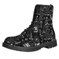 Black And White Supernatural Wicca Print Lace-Up Boots