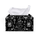 Black And White Supernatural Wicca Print Leather Tissue Box Cover