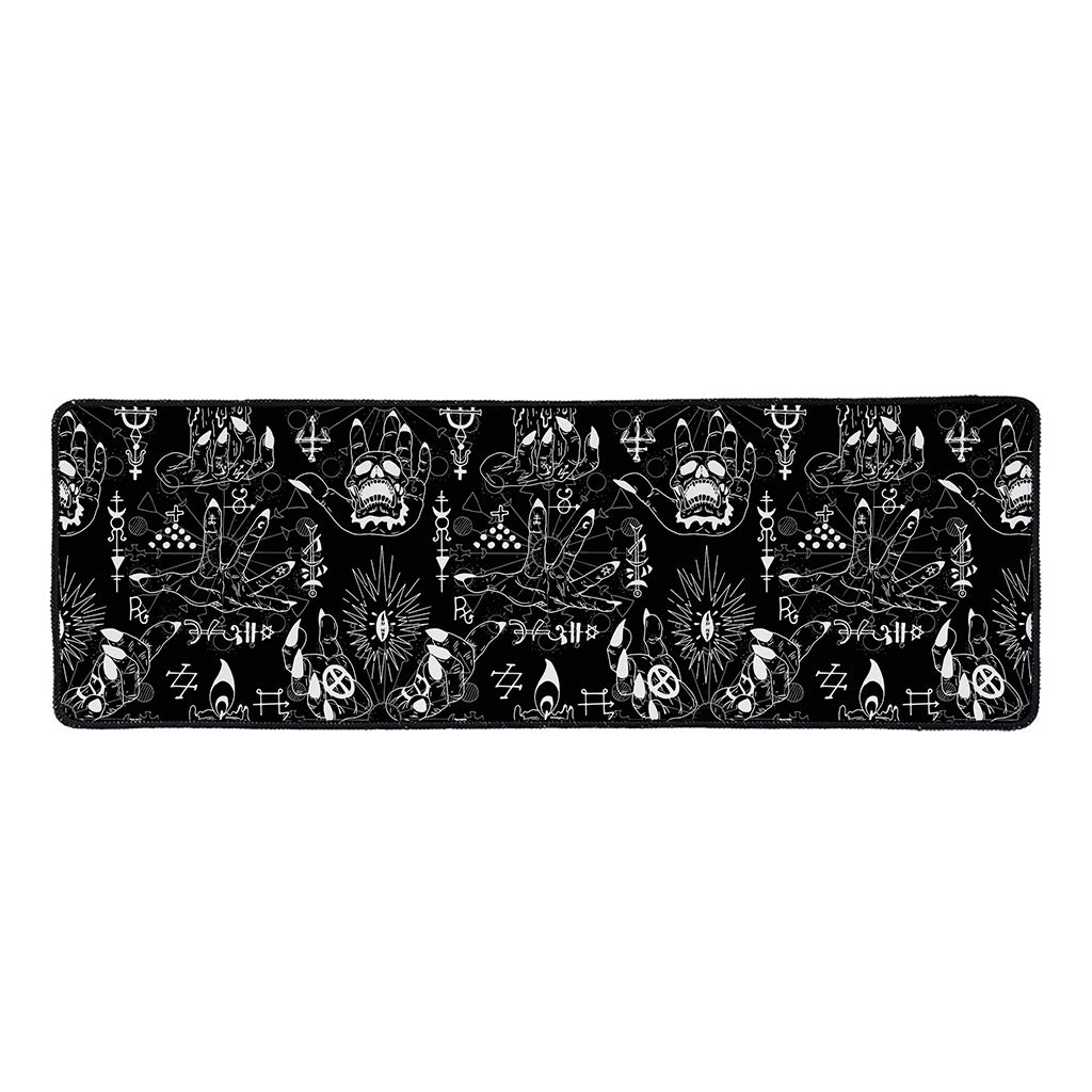 Black And White Supernatural Wicca Print Long Kitchen Mat