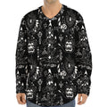 Black And White Supernatural Wicca Print Long Sleeve Baseball Jersey