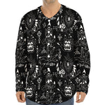 Black And White Supernatural Wicca Print Long Sleeve Baseball Jersey