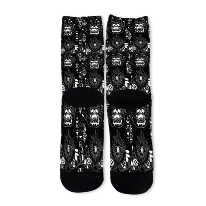 Black And White Supernatural Wicca Print Long Socks