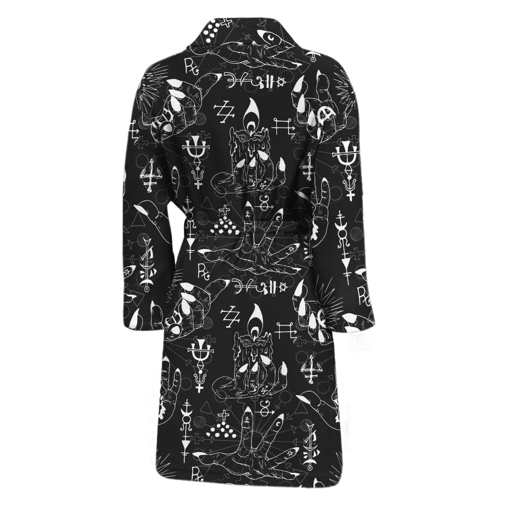 Black And White Supernatural Wicca Print Men's Bathrobe
