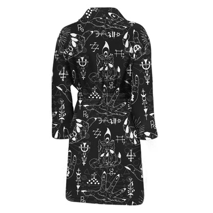 Black And White Supernatural Wicca Print Men's Bathrobe