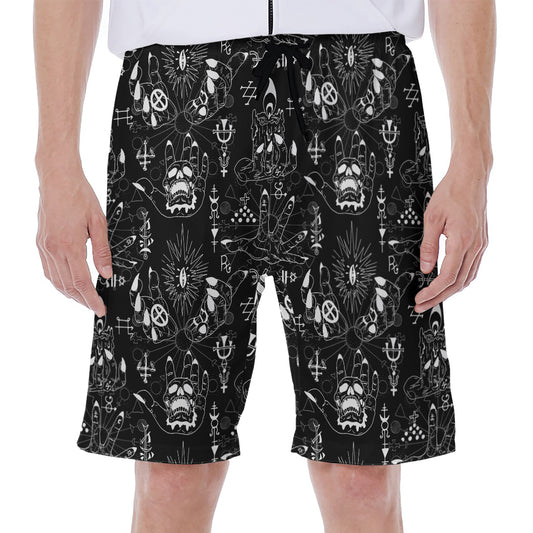 Black And White Supernatural Wicca Print Men's Beach Shorts