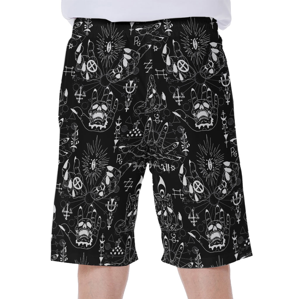 Black And White Supernatural Wicca Print Men's Beach Shorts