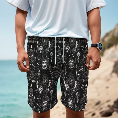 Black And White Supernatural Wicca Print Men's Cargo Shorts