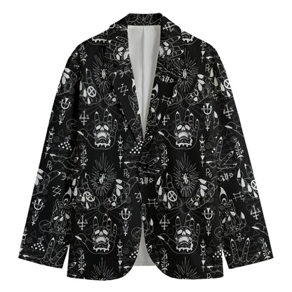 Black And White Supernatural Wicca Print Men's Cotton Blazer