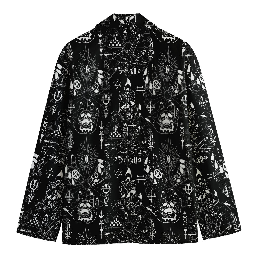 Black And White Supernatural Wicca Print Men's Cotton Blazer