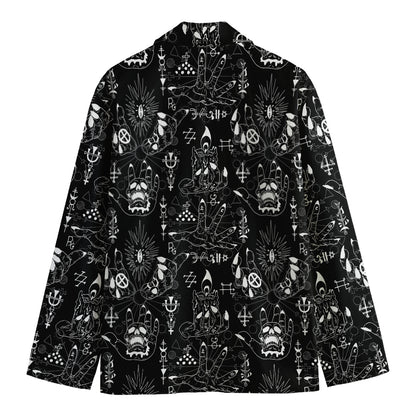 Black And White Supernatural Wicca Print Men's Cotton Blazer