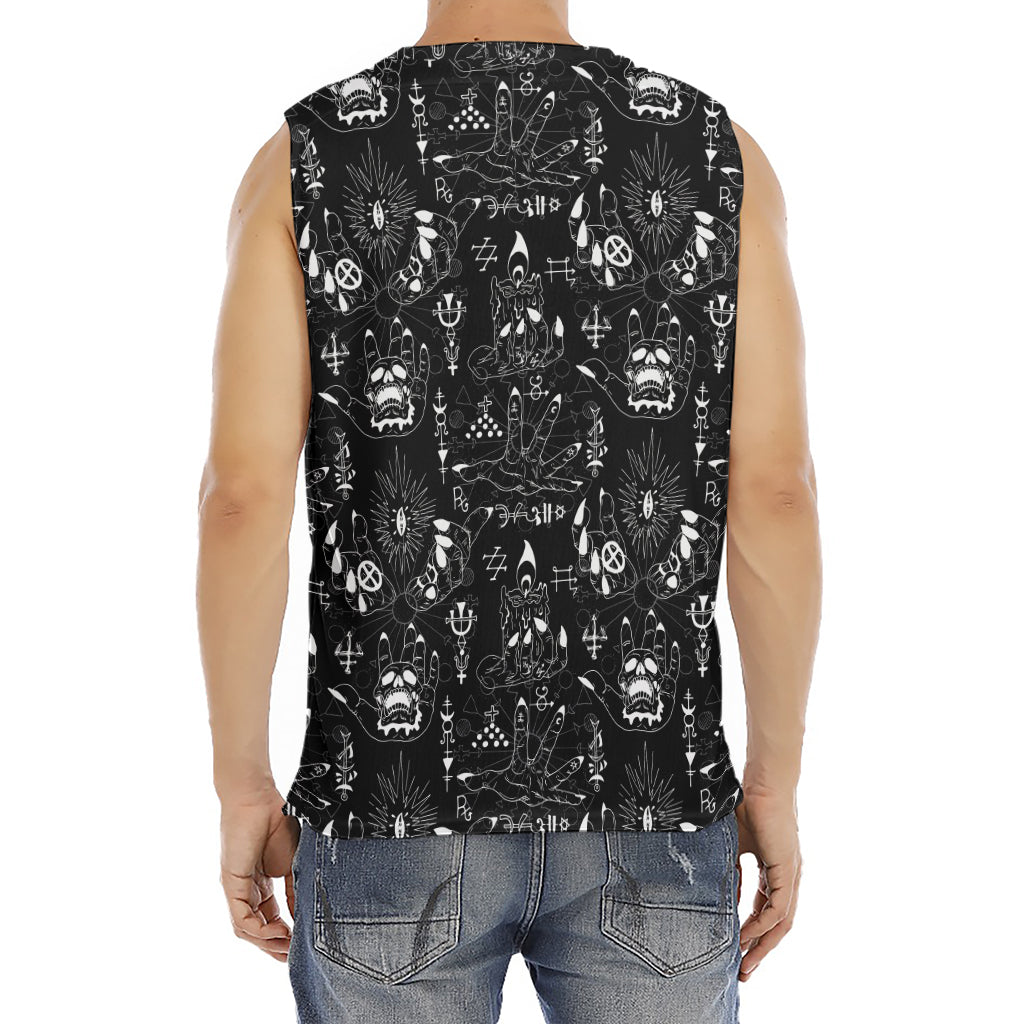 Black And White Supernatural Wicca Print Men's Fitness Tank Top