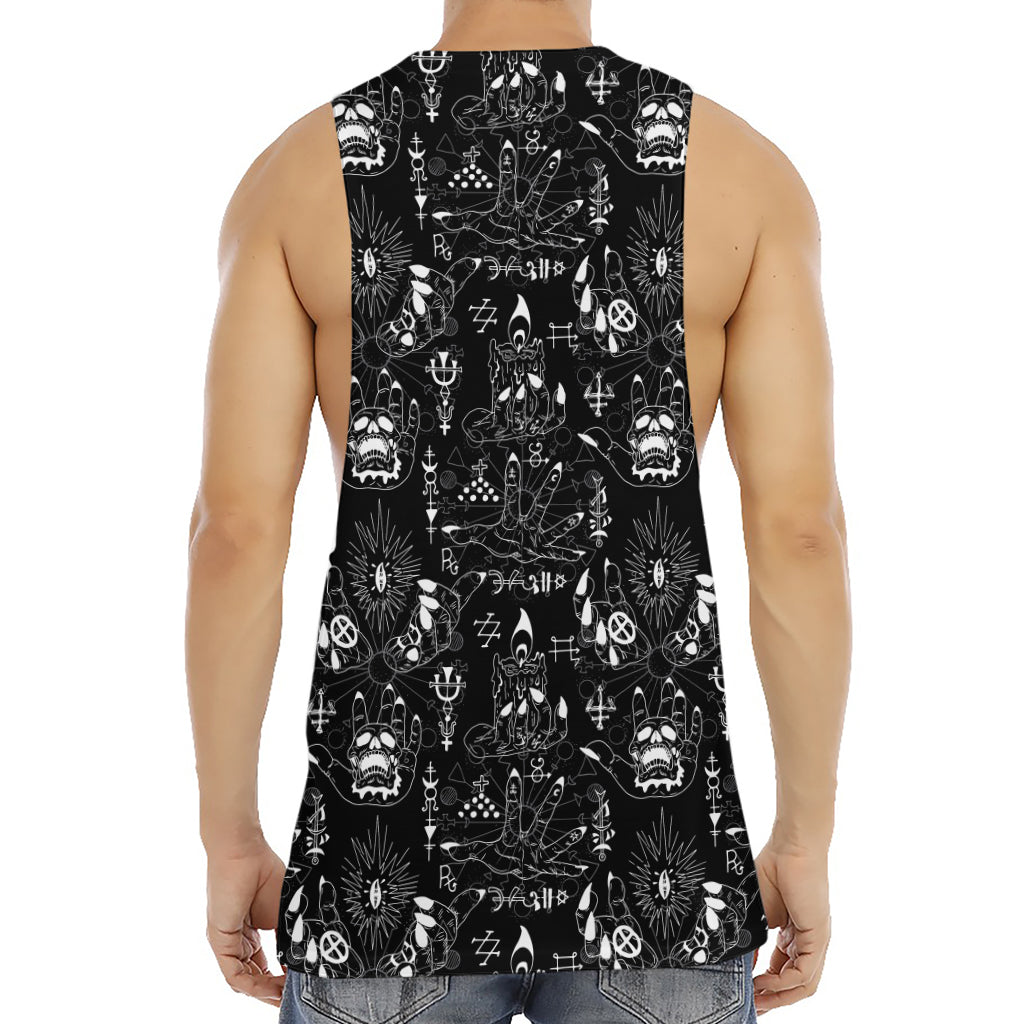 Black And White Supernatural Wicca Print Men's Muscle Tank Top