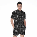 Black And White Supernatural Wicca Print Men's Romper