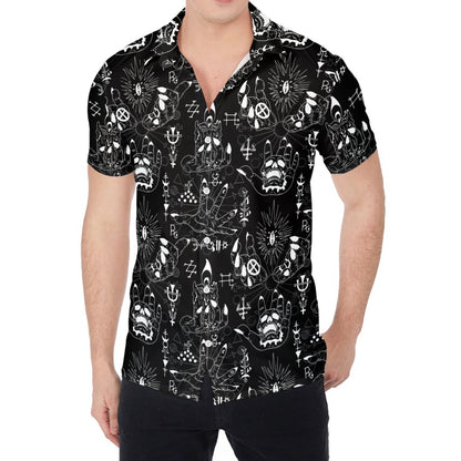 Black And White Supernatural Wicca Print Men's Shirt