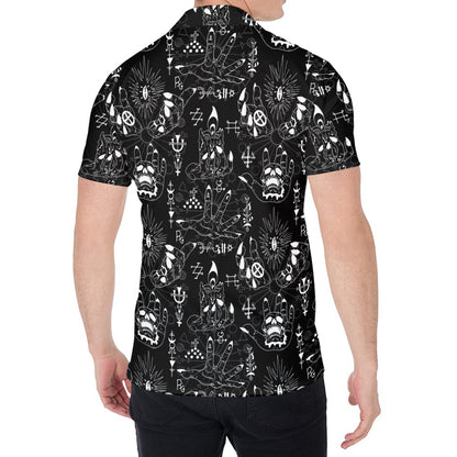 Black And White Supernatural Wicca Print Men's Shirt