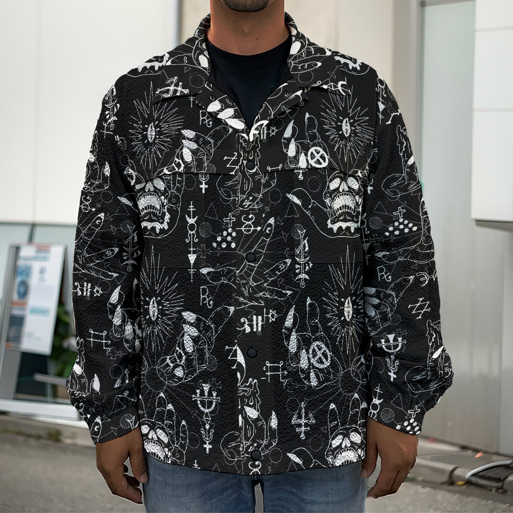 Black And White Supernatural Wicca Print Men's Shirt Jacket
