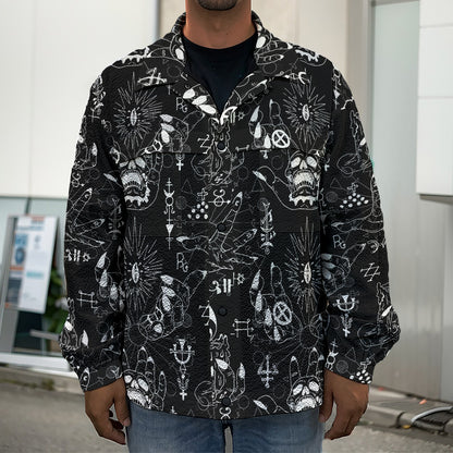 Black And White Supernatural Wicca Print Men's Shirt Jacket