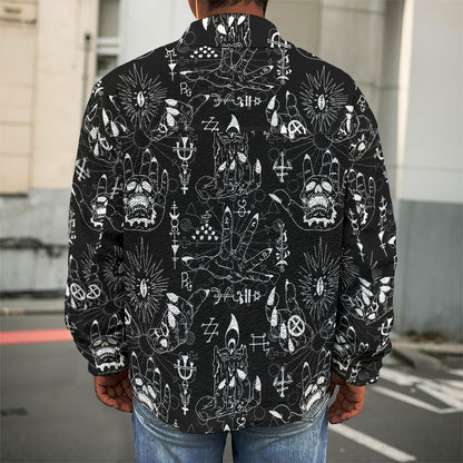 Black And White Supernatural Wicca Print Men's Shirt Jacket
