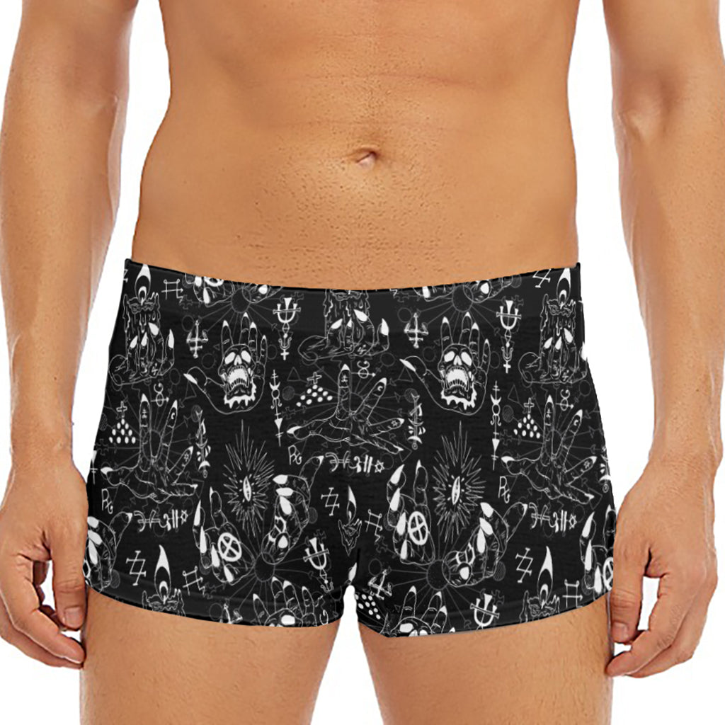 Black And White Supernatural Wicca Print Men's Short Boxer Briefs